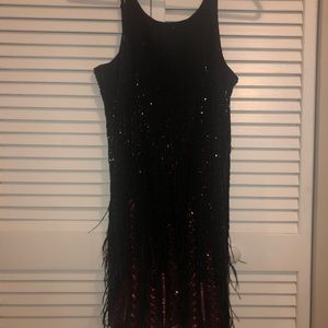 Small Parker Beaded Feather Silk Tank Dress